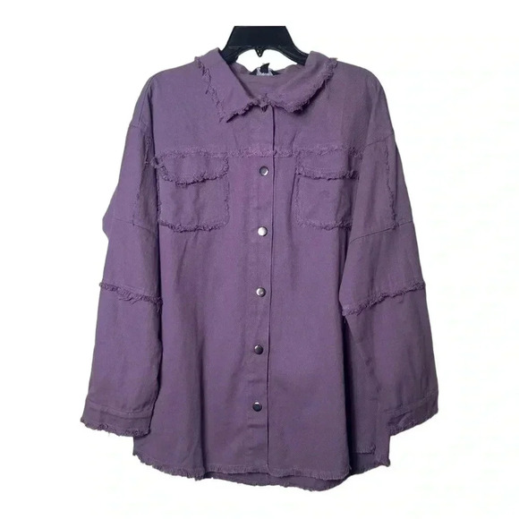 0636. J.NNA JEAN‎ JACKET LAVENDER IN COLOR WITH “ROCK AND ROLL” LETTER JACKET - Picture 3 of 11